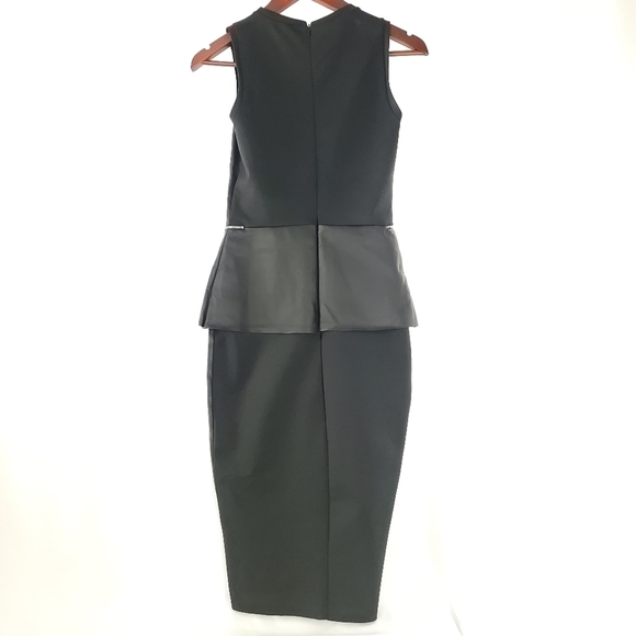 ZARA Peplum Black Vegan Leather Dress Sz S - Picture 5 of 8